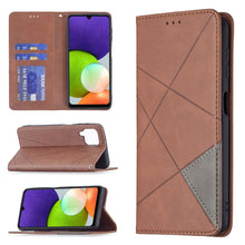 Load image into Gallery viewer, Rhombus Texture Horizontal Flip Magnetic Leather Phone Case with Holder &amp; Card Slots, For Samsung Galaxy A22 4G