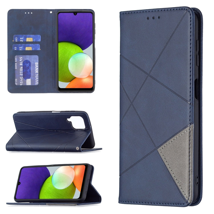 Rhombus Texture Horizontal Flip Magnetic Leather Phone Case with Holder & Card Slots, For Samsung Galaxy A22 4G