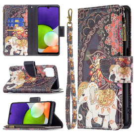 Colored Drawing Pattern Zipper Horizontal Flip Leather Phone Case with Holder & Card Slots & Wallet, For Samsung Galaxy A22 4G