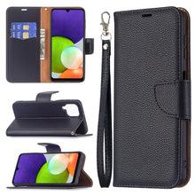Load image into Gallery viewer, Litchi Texture Pure Color Horizontal Flip Leather Phone Case with Holder &amp; Card Slots &amp; Wallet &amp; Lanyard, For Samsung Galaxy A22 4G