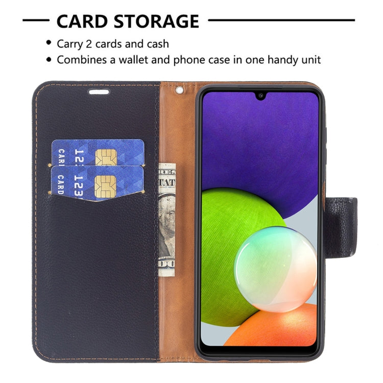 Litchi Texture Pure Color Horizontal Flip Leather Phone Case with Holder & Card Slots & Wallet & Lanyard, For Samsung Galaxy A22 4G