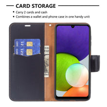 Load image into Gallery viewer, Litchi Texture Pure Color Horizontal Flip Leather Phone Case with Holder &amp; Card Slots &amp; Wallet &amp; Lanyard, For Samsung Galaxy A22 4G