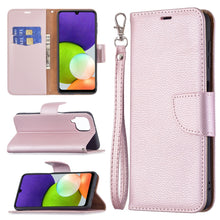 Load image into Gallery viewer, Litchi Texture Pure Color Horizontal Flip Leather Phone Case with Holder &amp; Card Slots &amp; Wallet &amp; Lanyard, For Samsung Galaxy A22 4G