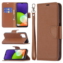 Load image into Gallery viewer, Litchi Texture Pure Color Horizontal Flip Leather Phone Case with Holder &amp; Card Slots &amp; Wallet &amp; Lanyard, For Samsung Galaxy A22 4G