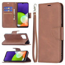 Load image into Gallery viewer, Retro Lambskin Texture Pure Color Horizontal Flip Leather Phone Case with Holder &amp; Card Slots &amp; Wallet &amp; Lanyard, For Samsung Galaxy A22 4G