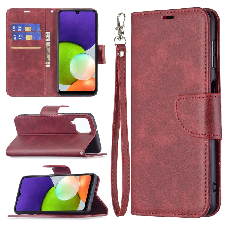 Retro Lambskin Texture Pure Color Horizontal Flip Leather Phone Case with Holder & Card Slots & Wallet & Lanyard, For Samsung Galaxy A22 4G