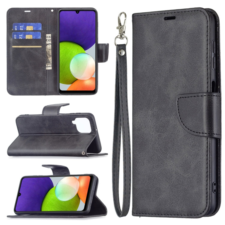 Retro Lambskin Texture Pure Color Horizontal Flip Leather Phone Case with Holder & Card Slots & Wallet & Lanyard, For Samsung Galaxy A22 4G