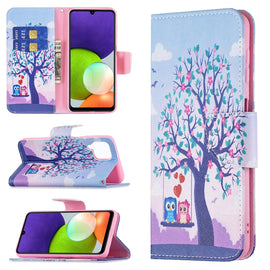 Colored Drawing Pattern Horizontal Flip Leather Phone Case with Holder & Card Slots & Wallet, For Samsung Galaxy A22 4G