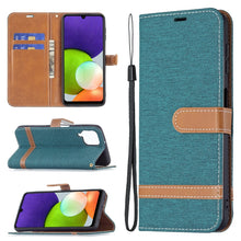 Load image into Gallery viewer, Color Matching Denim Texture Horizontal Flip Leather Phone Case with Holder &amp; Card Slots &amp; Wallet &amp; Lanyard, For Samsung Galaxy A22 4G