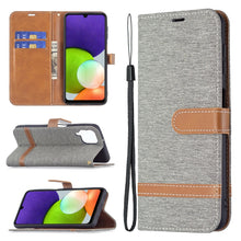 Load image into Gallery viewer, Color Matching Denim Texture Horizontal Flip Leather Phone Case with Holder &amp; Card Slots &amp; Wallet &amp; Lanyard, For Samsung Galaxy A22 4G