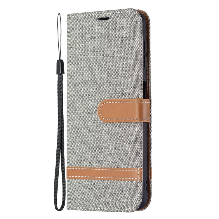 Color Matching Denim Texture Horizontal Flip Leather Phone Case with Holder & Card Slots & Wallet & Lanyard, For Samsung Galaxy A22 4G