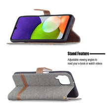 Load image into Gallery viewer, Color Matching Denim Texture Horizontal Flip Leather Phone Case with Holder &amp; Card Slots &amp; Wallet &amp; Lanyard, For Samsung Galaxy A22 4G