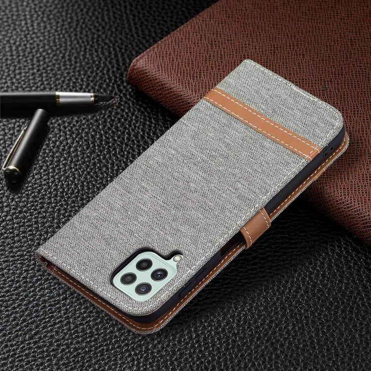 Color Matching Denim Texture Horizontal Flip Leather Phone Case with Holder & Card Slots & Wallet & Lanyard, For Samsung Galaxy A22 4G