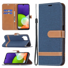 Load image into Gallery viewer, Color Matching Denim Texture Horizontal Flip Leather Phone Case with Holder &amp; Card Slots &amp; Wallet &amp; Lanyard, For Samsung Galaxy A22 4G