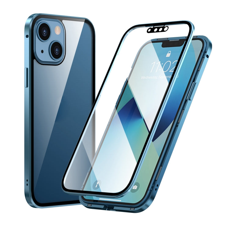 HD Magnetic Metal Frame Double-sided Tempered Glass Phone Case, For iPhone 13, For iPhone 13 Pro, For iPhone 13 Pro Max, For iPhone 13 mini