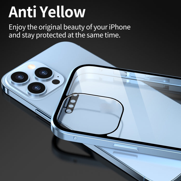 HD Magnetic Metal Frame Double-sided Tempered Glass Phone Case, For iPhone 13, For iPhone 13 Pro, For iPhone 13 Pro Max, For iPhone 13 mini