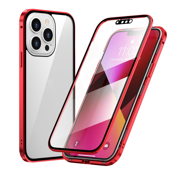 HD Magnetic Metal Frame Double-sided Tempered Glass Phone Case, For iPhone 13, For iPhone 13 Pro, For iPhone 13 Pro Max, For iPhone 13 mini