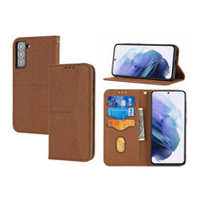 Load image into Gallery viewer, Woven Texture Stitching Magnetic Horizontal Flip PU Leather Phone Case, For Samaung Galaxy S22 5G, For Samaung Galaxy S22+ 5G
