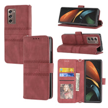 Load image into Gallery viewer, Embossed Striped Magnetic Buckle PU + TPU Horizontal Flip Phone Leather Case, For Samsung Galaxy Z Fold3 5G, For Samsung Galaxy Z Fold2 5G, For Samaung Galaxy S22 5G, For Samaung Galaxy S22+ 5G