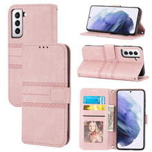 Load image into Gallery viewer, Embossed Striped Magnetic Buckle PU + TPU Horizontal Flip Phone Leather Case, For Samaung Galaxy S22 5G, For Samaung Galaxy S22+ 5G