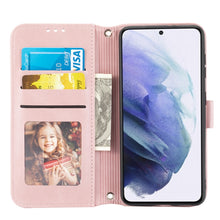 Load image into Gallery viewer, Embossed Striped Magnetic Buckle PU + TPU Horizontal Flip Phone Leather Case, For Samaung Galaxy S22 5G, For Samaung Galaxy S22+ 5G