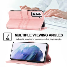 Load image into Gallery viewer, Embossed Striped Magnetic Buckle PU + TPU Horizontal Flip Phone Leather Case, For Samaung Galaxy S22 5G, For Samaung Galaxy S22+ 5G