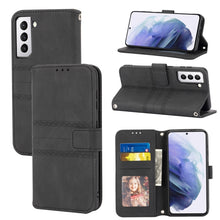 Load image into Gallery viewer, Embossed Striped Magnetic Buckle PU + TPU Horizontal Flip Phone Leather Case, For Samaung Galaxy S22 5G, For Samaung Galaxy S22+ 5G