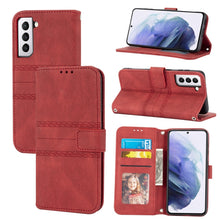 Load image into Gallery viewer, Embossed Striped Magnetic Buckle PU + TPU Horizontal Flip Phone Leather Case, For Samaung Galaxy S22 5G, For Samaung Galaxy S22+ 5G