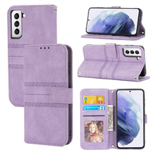 Load image into Gallery viewer, Embossed Striped Magnetic Buckle PU + TPU Horizontal Flip Phone Leather Case, For Samaung Galaxy S22 5G, For Samaung Galaxy S22+ 5G