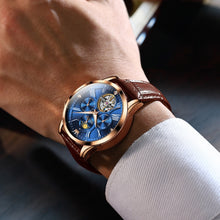 Load image into Gallery viewer, OLEVS 9912 Hollow Flywheel Week Calendar Dial Luminous Mechanical Watch for Men