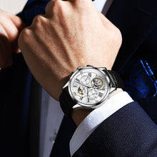 Load image into Gallery viewer, OLEVS 9912 Hollow Flywheel Week Calendar Dial Luminous Mechanical Watch for Men