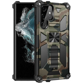 Camouflage Armor Shockproof TPU + PC Magnetic Protective Phone Case with Holder, For Samsung Galaxy S22 Ultra 5G, For Motorola Edge (2021)