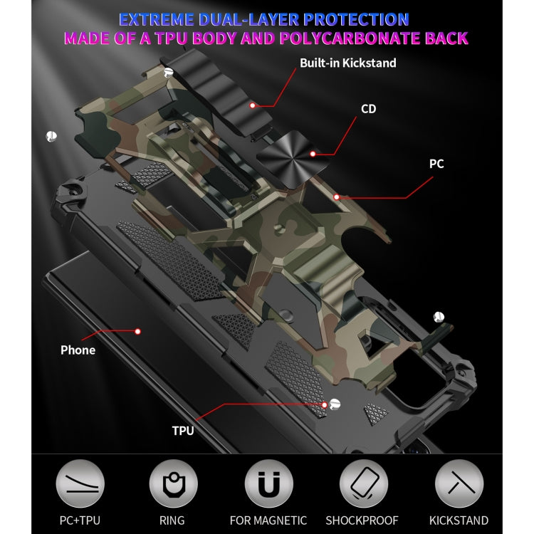 Camouflage Armor Shockproof TPU + PC Magnetic Protective Phone Case with Holder, For Samsung Galaxy S22 Ultra 5G, For Motorola Edge (2021)
