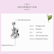 Load image into Gallery viewer, S925 Sterling Silver Retro Violin Beads DIY Bracelet Necklace Accessories, Retro Violin