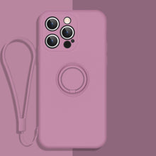 Load image into Gallery viewer, All-inclusive Liquid Silicone Phone Protective Case with Ring Holder &amp; Lanyard, For iPhone 13 mini, For iPhone 13, For iPhone 13 Pro