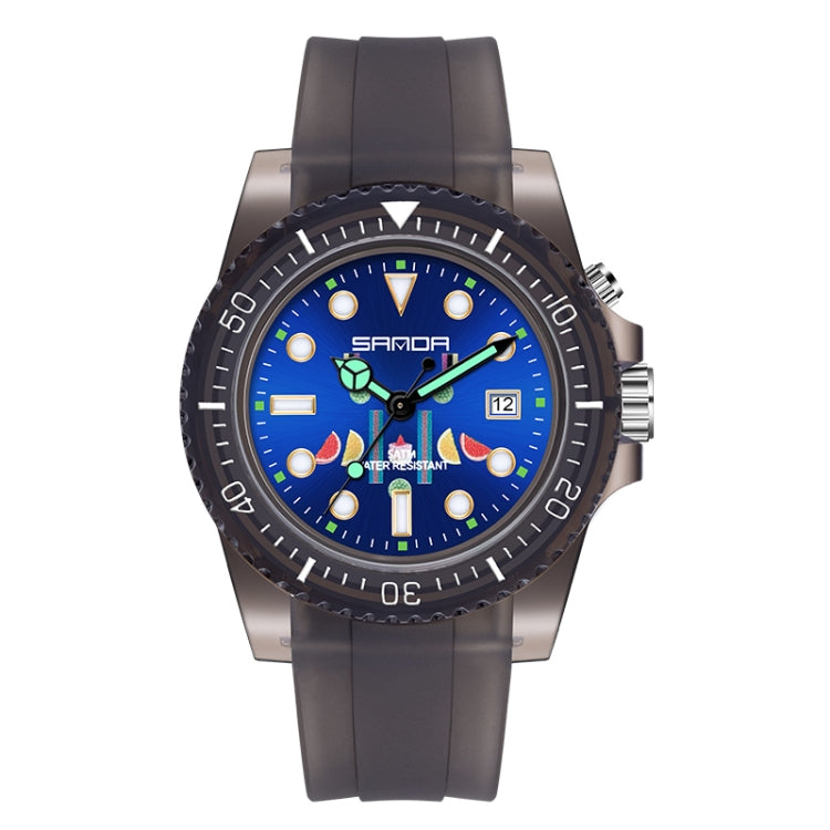 SANDA 6078 Fluorescent Calendar Dial Transparent Strap Quartz Watch for Women