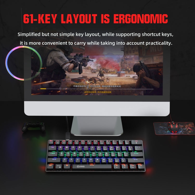 HXSJ V900 61 Keys Cool Lighting Effect Mechanical Wired Keyboard, Black Red, Black White, Black, White