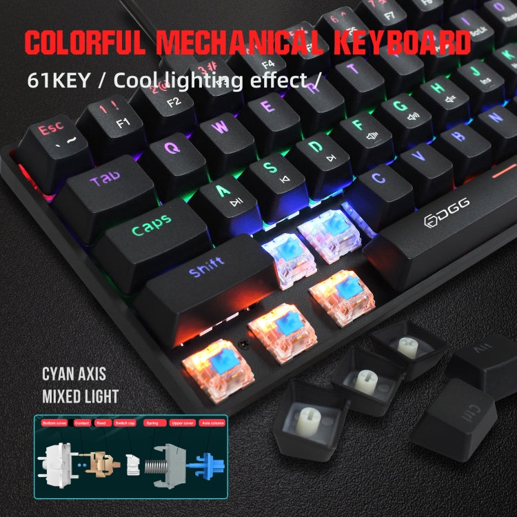HXSJ V900 61 Keys Cool Lighting Effect Mechanical Wired Keyboard, Black Red, Black White, Black, White