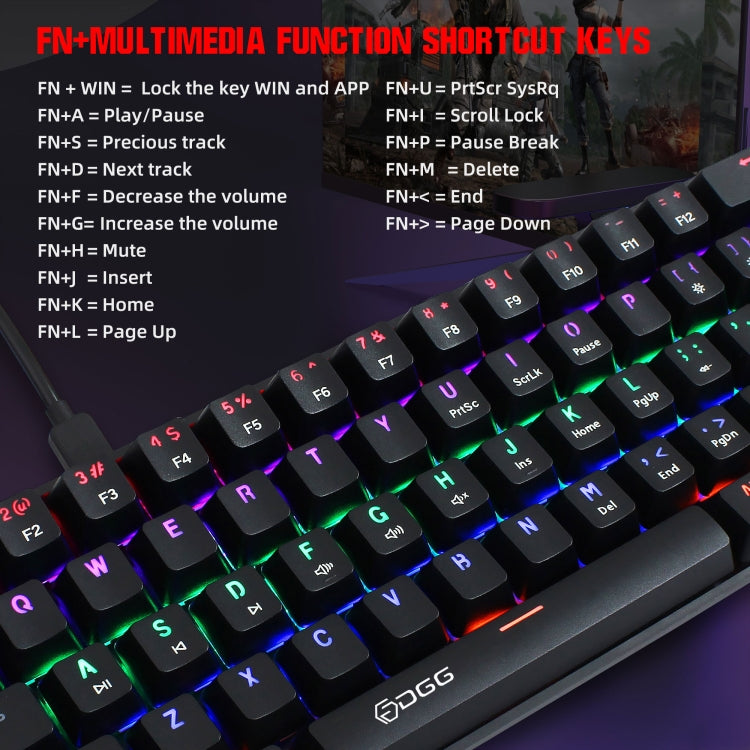 HXSJ V900 61 Keys Cool Lighting Effect Mechanical Wired Keyboard, Black Red, Black White, Black, White
