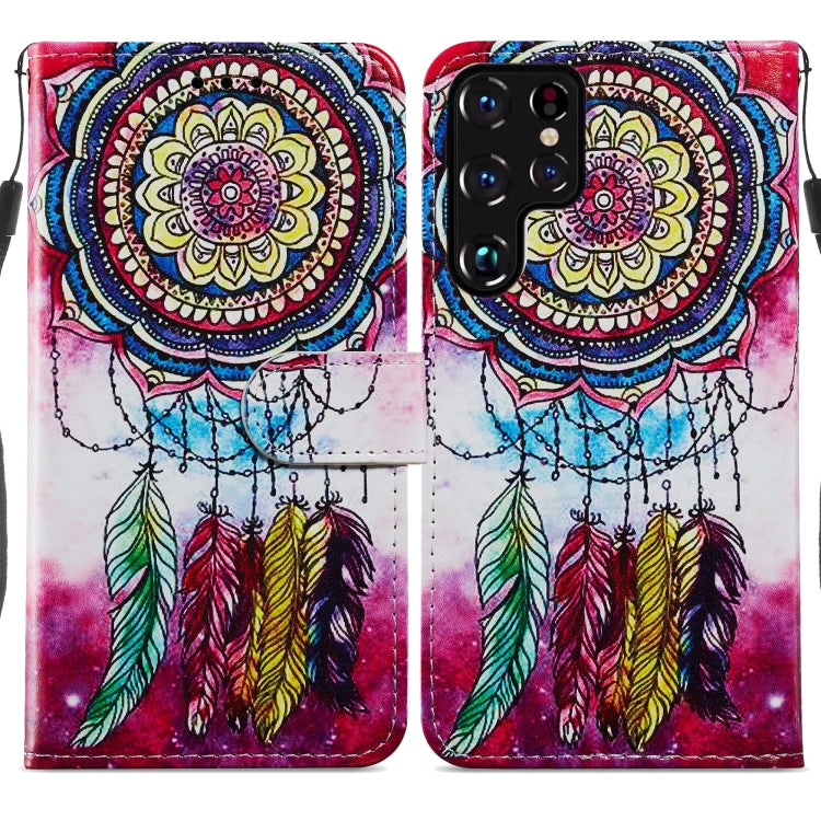 Painted Pattern Horizontal Flip Phone Leather Case with Holder & Card Slots & Photo Frame, For Samsung Galaxy S22 5G, For Samsung Galaxy S22+ 5G, For Samaung Galaxy S22 Ultra 5G