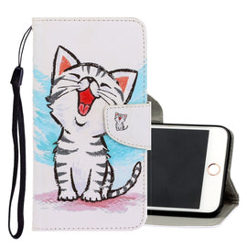 3D Colored Drawing Horizontal Flip PU Leather Case with Holder & Card Slots & Wallet, For iPhone 6 / 6s, For iPhone 6 Plus / 6s Plus, For iPhone 8 Plus / 7 Plus