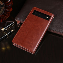 Load image into Gallery viewer, idewei Crazy Horse Texture Horizontal Flip Leather Phone Case with Holder &amp; Card Slots &amp; Wallet, For Google Pixel 6, For Google Pixel 6 Pro, For OPPO A55, For Xiaomi Redmi Note 11, For Xiaomi Redmi Note 11 Pro, For Samsung Galaxy M52 5G