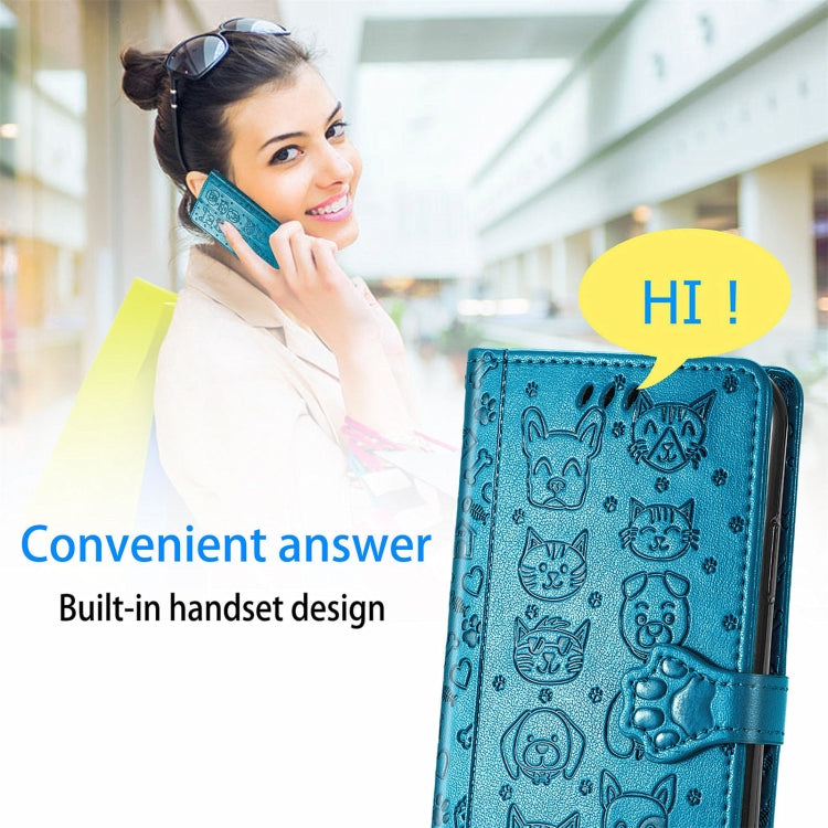 Cat and Dog Embossed Horizontal Flip Phone Leather Case with Holder & Card Slot & Wallet & Lanyard, For Doogee N40 Pro, For OPPO Realme C21Y, For Xiaomi Mi 11T / 11T Pro, For Honor Play 5T Youth, For Google Pixel 6