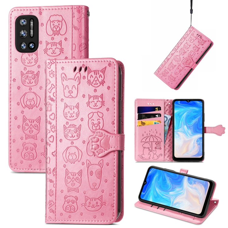 Cat and Dog Embossed Horizontal Flip Phone Leather Case with Holder & Card Slot & Wallet & Lanyard, For Doogee N40 Pro, For OPPO Realme C21Y, For Xiaomi Mi 11T / 11T Pro, For Honor Play 5T Youth, For Google Pixel 6