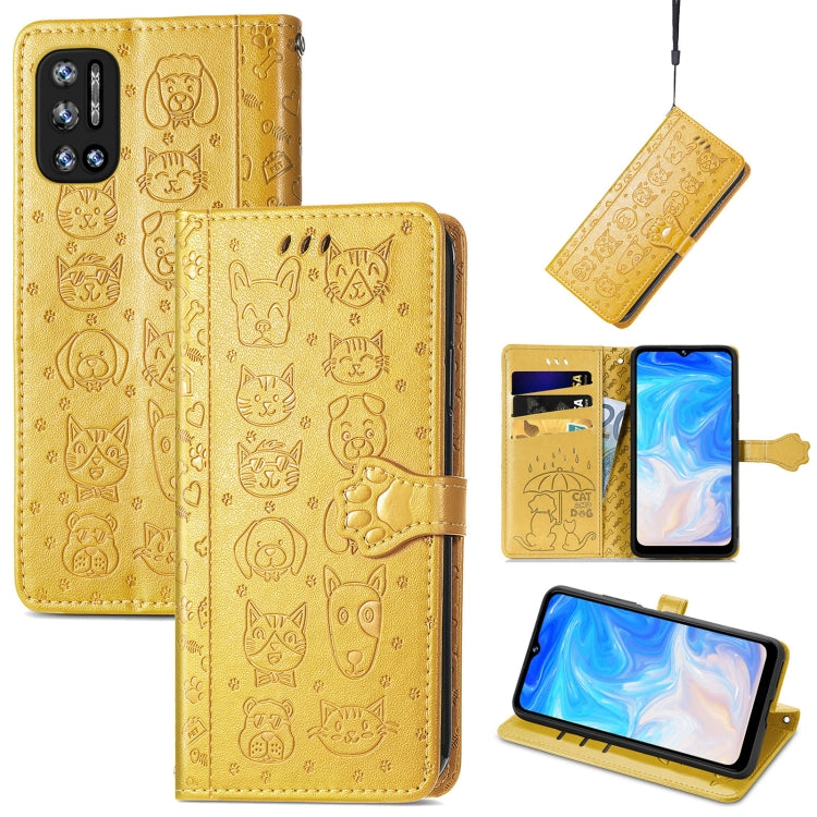 Cat and Dog Embossed Horizontal Flip Phone Leather Case with Holder & Card Slot & Wallet & Lanyard, For Doogee N40 Pro, For OPPO Realme C21Y, For Xiaomi Mi 11T / 11T Pro, For Honor Play 5T Youth, For Google Pixel 6