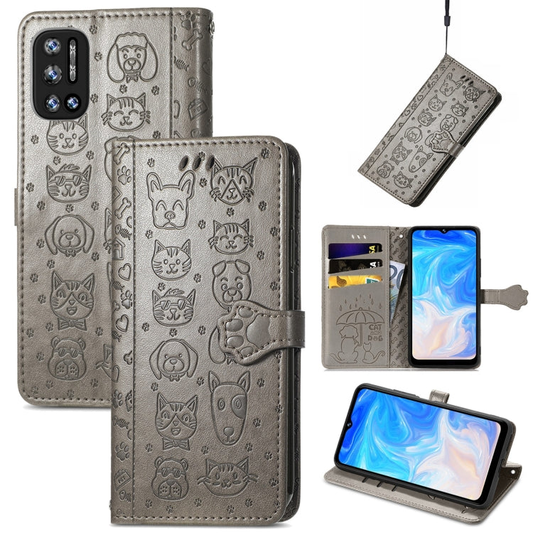 Cat and Dog Embossed Horizontal Flip Phone Leather Case with Holder & Card Slot & Wallet & Lanyard, For Doogee N40 Pro, For OPPO Realme C21Y, For Xiaomi Mi 11T / 11T Pro, For Honor Play 5T Youth, For Google Pixel 6