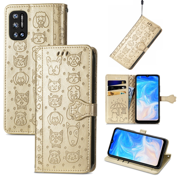 Cat and Dog Embossed Horizontal Flip Phone Leather Case with Holder & Card Slot & Wallet & Lanyard, For Doogee N40 Pro, For OPPO Realme C21Y, For Xiaomi Mi 11T / 11T Pro, For Honor Play 5T Youth, For Google Pixel 6