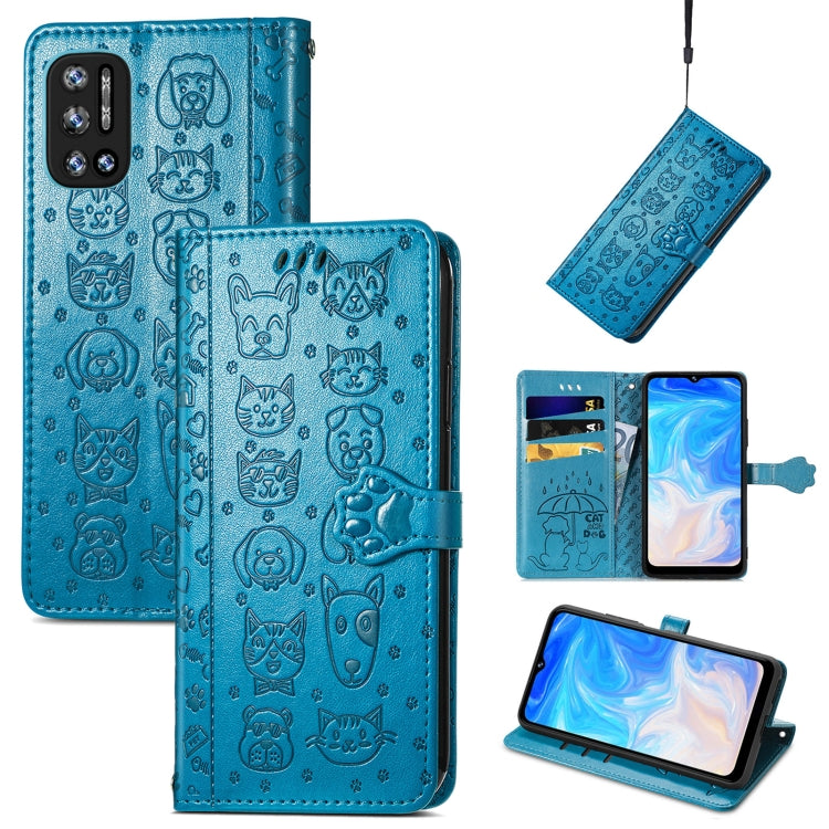 Cat and Dog Embossed Horizontal Flip Phone Leather Case with Holder & Card Slot & Wallet & Lanyard, For Doogee N40 Pro, For OPPO Realme C21Y, For Xiaomi Mi 11T / 11T Pro, For Honor Play 5T Youth, For Google Pixel 6