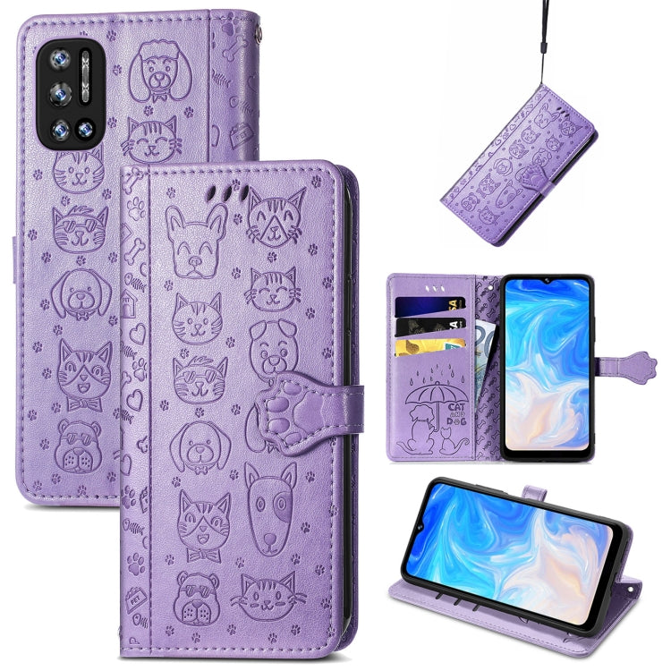 Cat and Dog Embossed Horizontal Flip Phone Leather Case with Holder & Card Slot & Wallet & Lanyard, For Doogee N40 Pro, For OPPO Realme C21Y, For Xiaomi Mi 11T / 11T Pro, For Honor Play 5T Youth, For Google Pixel 6