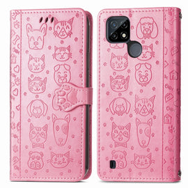 Cat and Dog Embossed Horizontal Flip Phone Leather Case with Holder & Card Slot & Wallet & Lanyard, For OPPO Realme C21Y, For Xiaomi Mi 11T / 11T Pro, For Honor Play 5T Youth, For Google Pixel 6